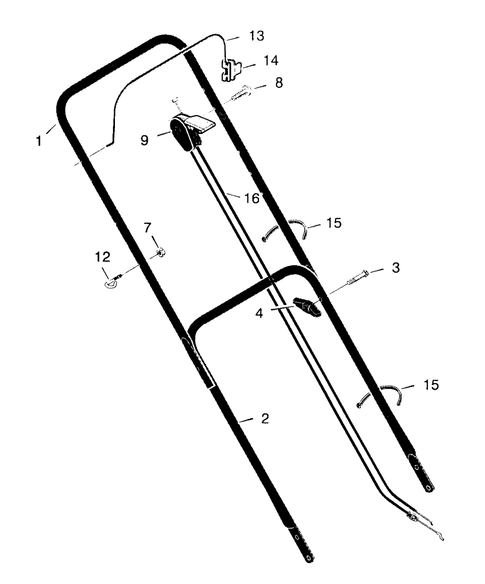 Handle Assembly Diagram and Parts List for 22267X18B 1997 Briggs and Stratton Lawn Mower